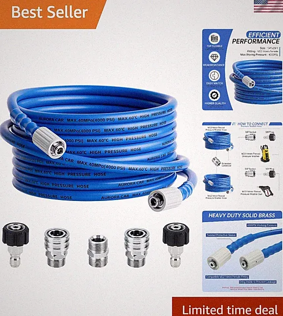 Versatile 25FT Power Washer Hose, Kink Resistant, Fits Most Brands, 4000 PSI