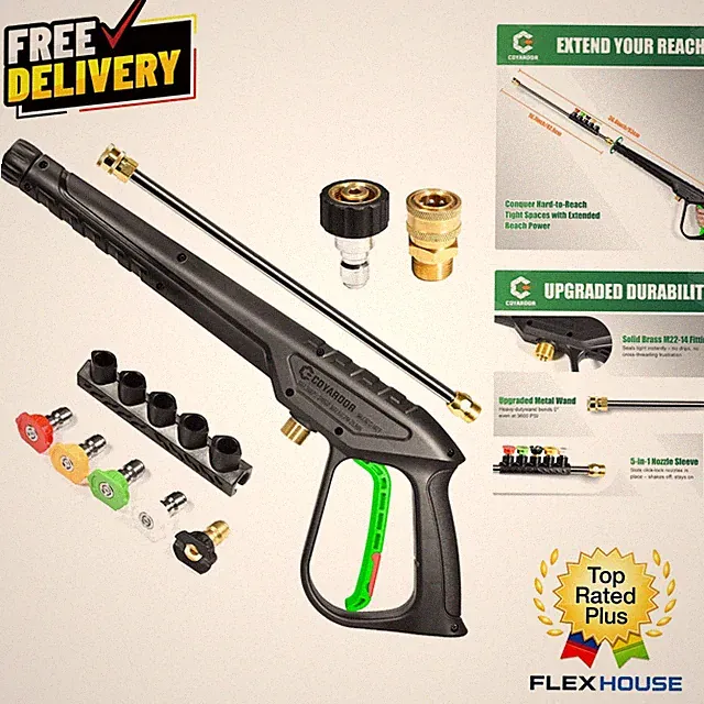 Versatile 3600 PSI Pressure Washer Gun - Ideal for Ryobi, Karcher, Honda & More