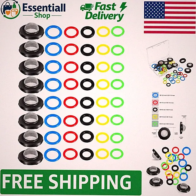 Versatile 48-Piece O-Ring Set with Stainless Steel Filters for Power Washers