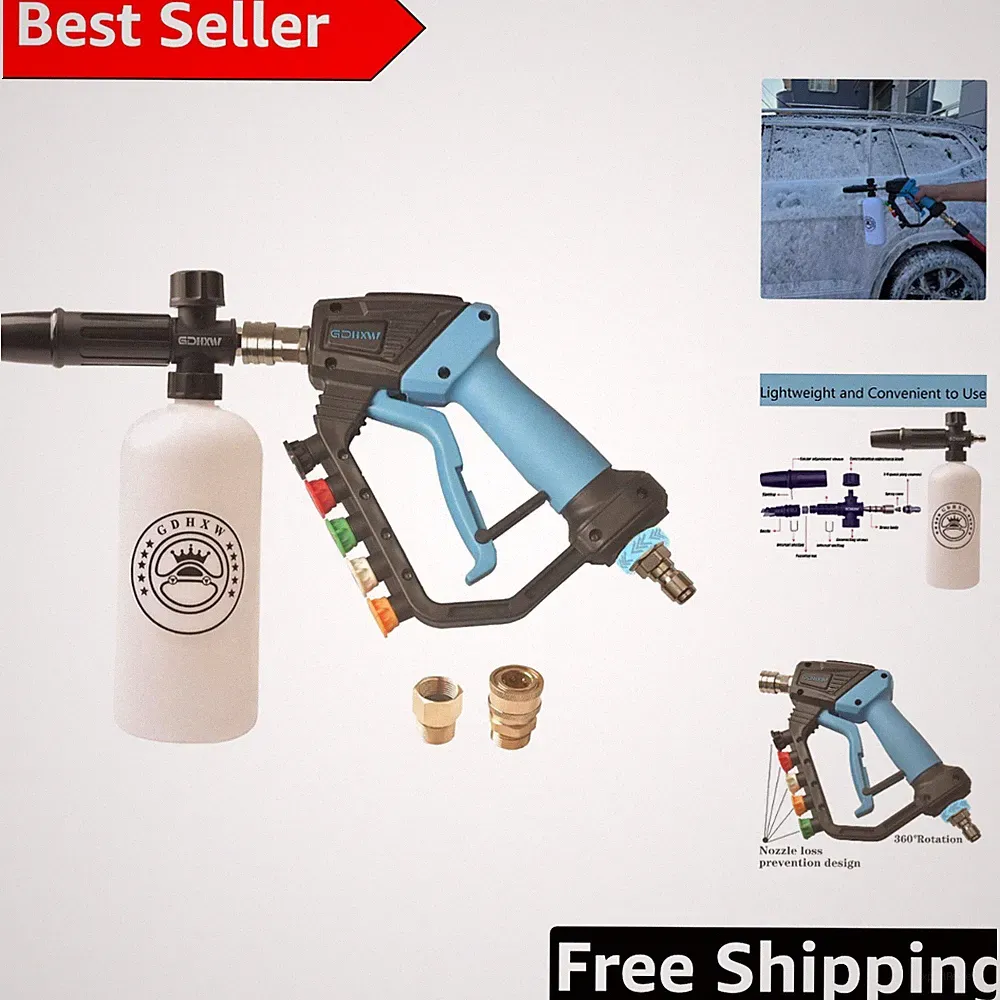 Versatile 5000 PSI Pressure Washer Gun with Swivel Foam Cannon & 5 Nozzles
