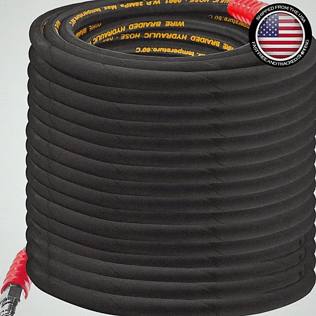 Versatile 50FT Pressure Washer Hose - Rubber, 4000 PSI for Efficient Cleaning
