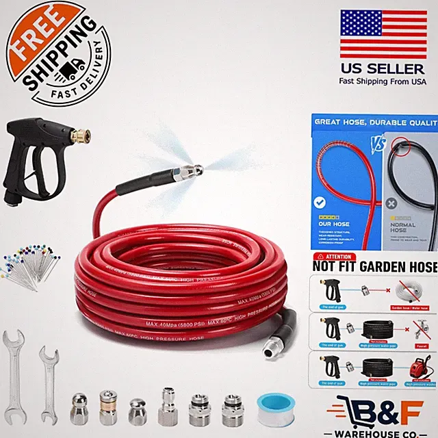 Versatile 50FT Pressure Washer Jetter Kit - Must-Have for Clogged Drains