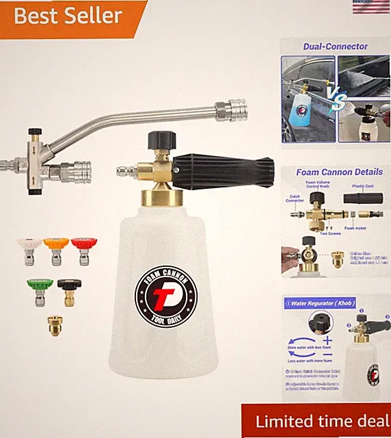 Versatile Dual Tip Foam Cannon with 1/4" Quick Connect for Car & Motorcycle Wash