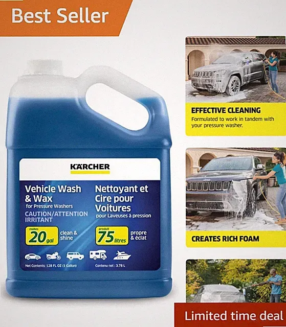 Versatile Kärcher Vehicle Wash & Wax - Perfect for Pressure Washers - 128 fl oz