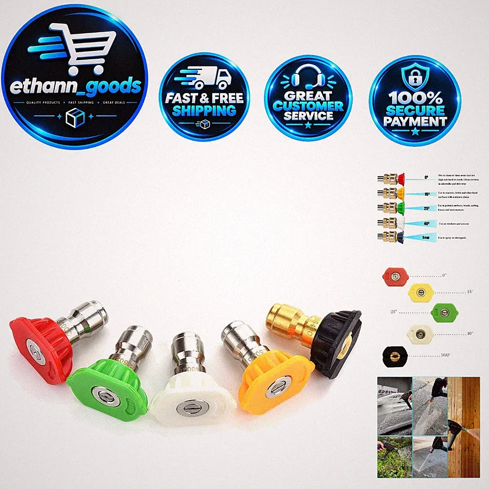 Versatile Pressure Washer Nozzle Tips Set, 5 Pack - Quick Connect & 2.5 Orifice
