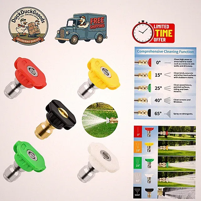 Versatile Pressure Washer Nozzles - 5 Pack Stainless Steel, 4500 PSI Performance