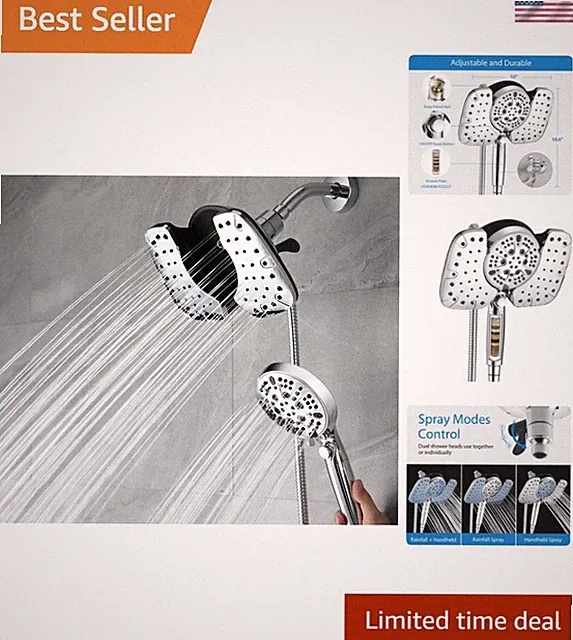 Versatile Shower System: 10” Rainfall Head & Handheld with 60” Stainless Hose