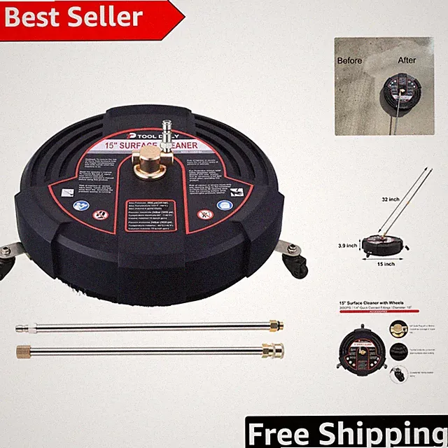 Versatile Surface Cleaner for Pressure Washers, 15 Inch with 2 Extension Wands