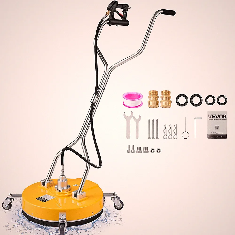 VEVOR 20 inch Pressure Washer Surface Cleaner Raised Handle ABS Yellow Floor