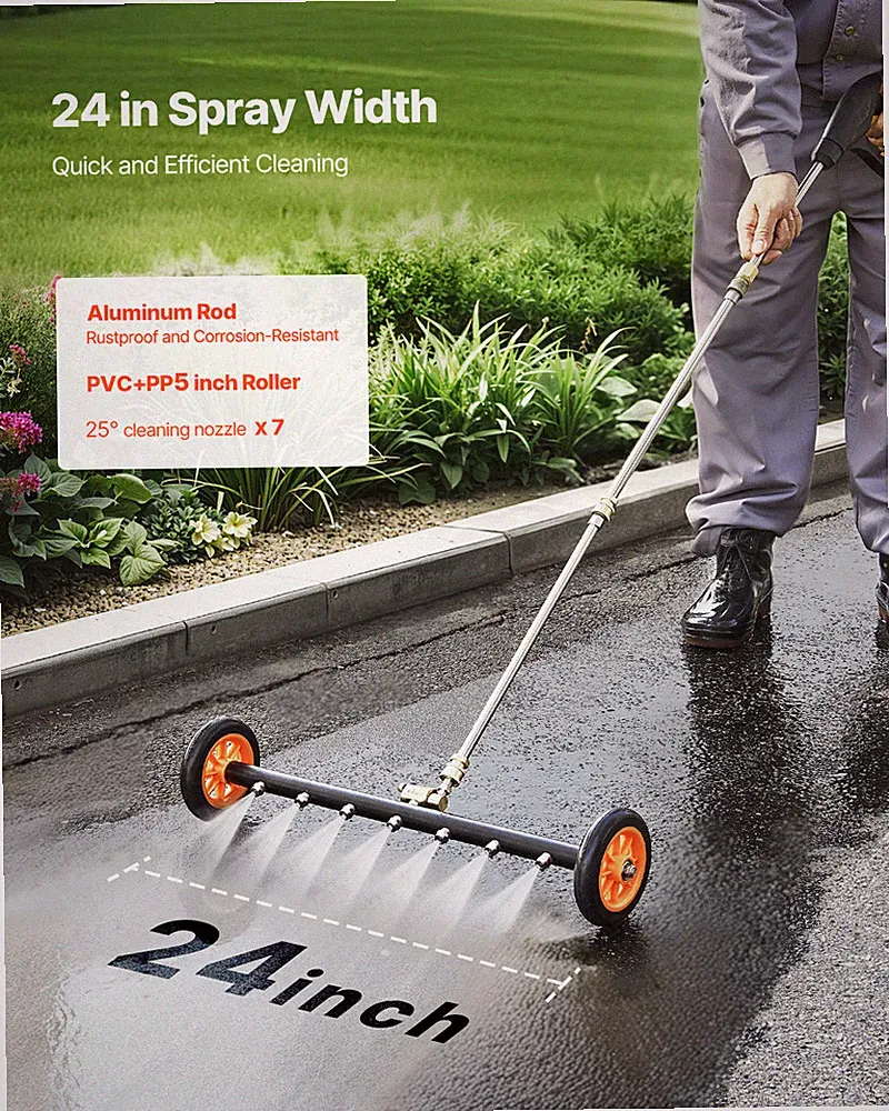 VEVOR 24" Pressure Washer Undercarriage Cleaner with 2 Wheels 2 Extended Wands