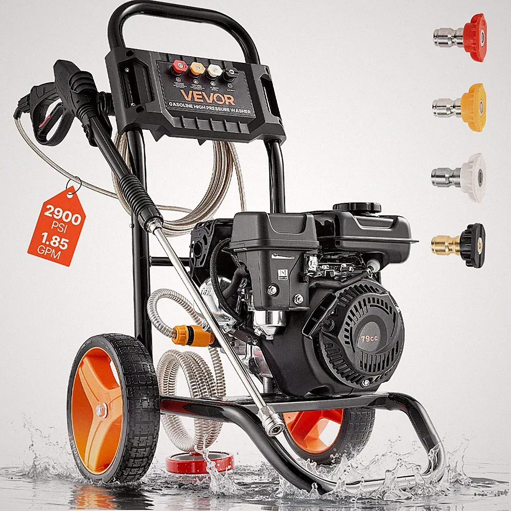 VEVOR 2900 PSI Gas Pressure Washer 1.85 GPM Gas Powered Washer with 4 Nozzles