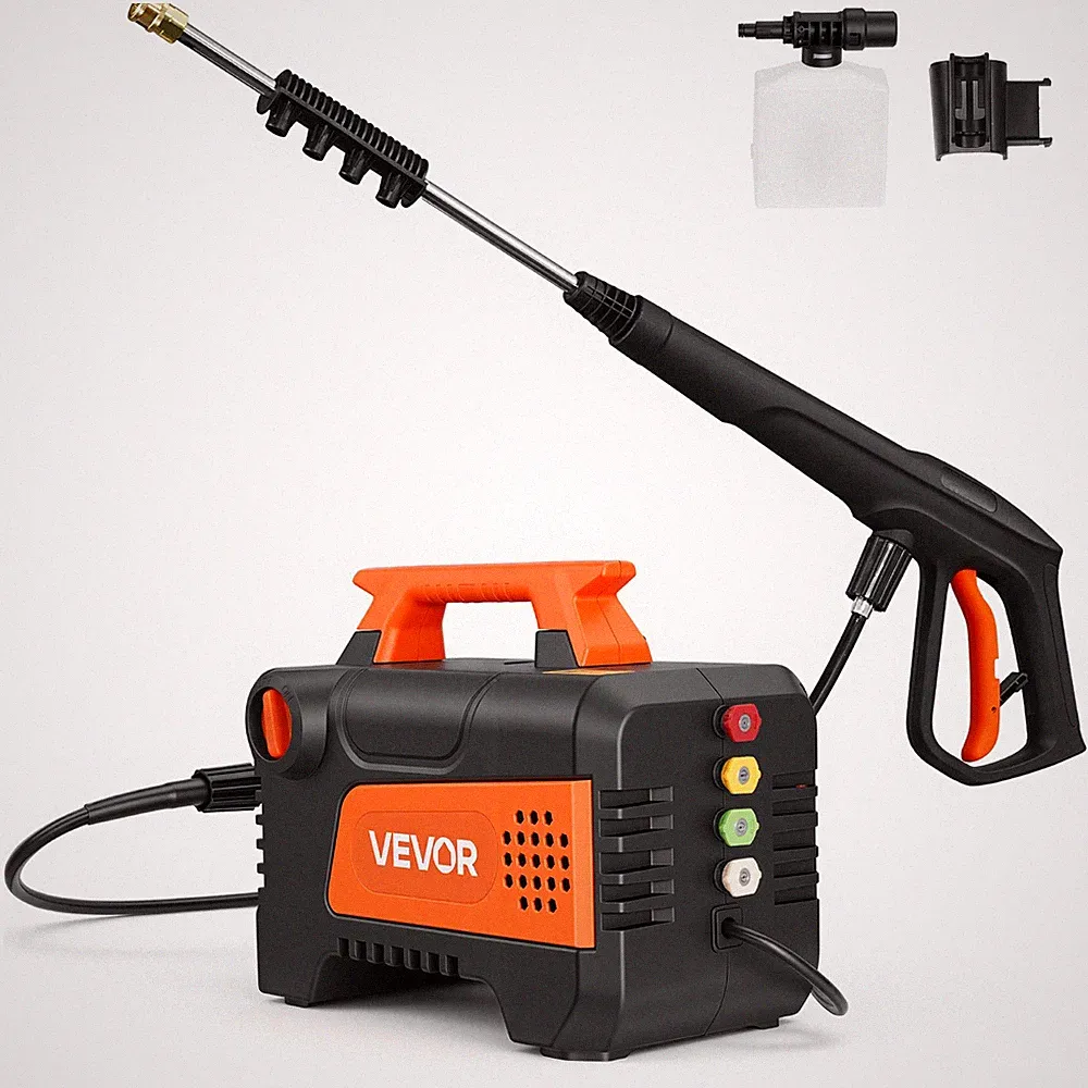 VEVOR Electric Pressure Washer 1958 PSI 2.5 GPM Portable 4 Nozzles for Patio