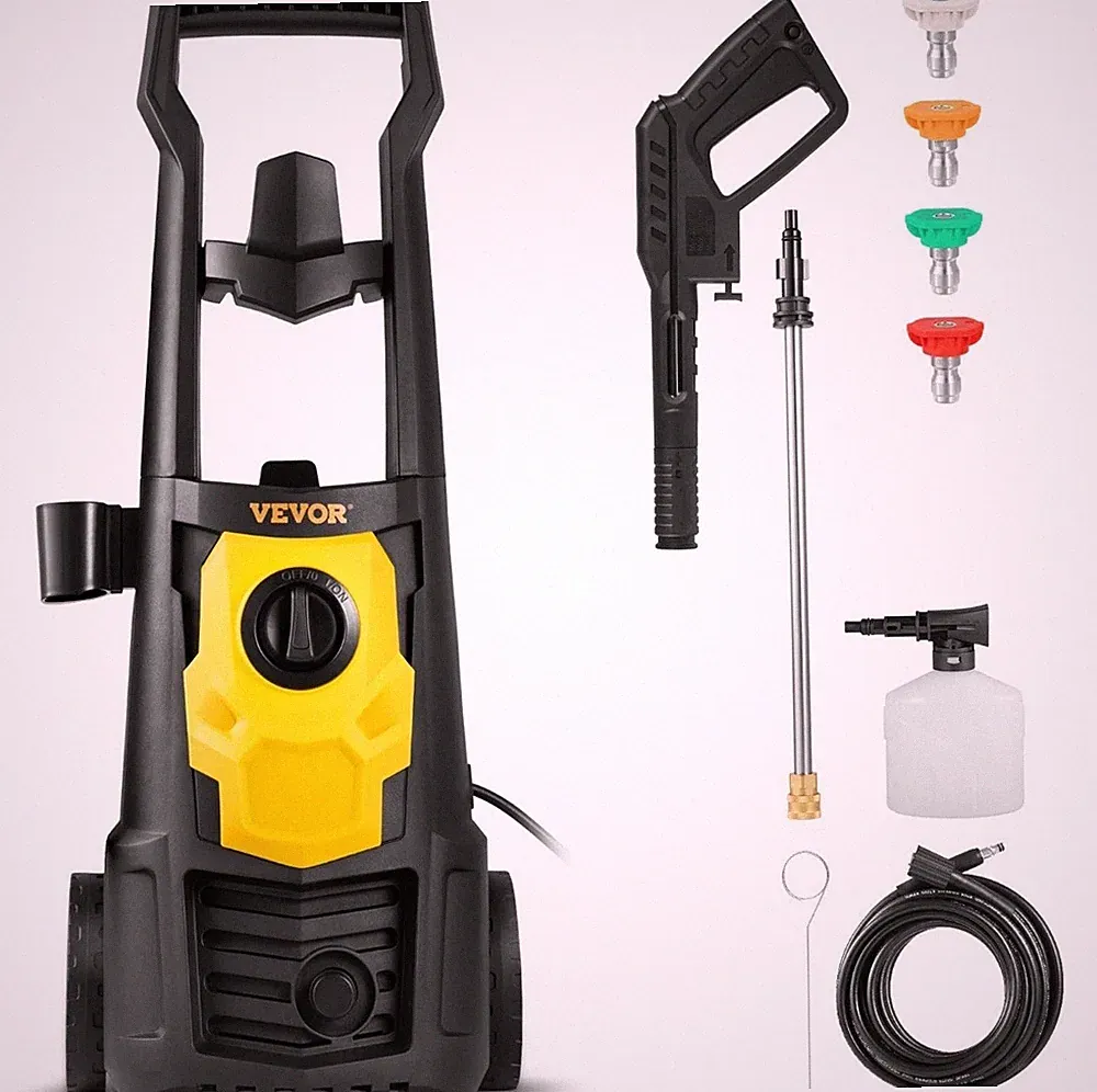 VEVOR ELECTRIC PRESSURE WASHER, 2000 PSI 1.65 GPM, HOSE, FOAM CANNON - BLACK