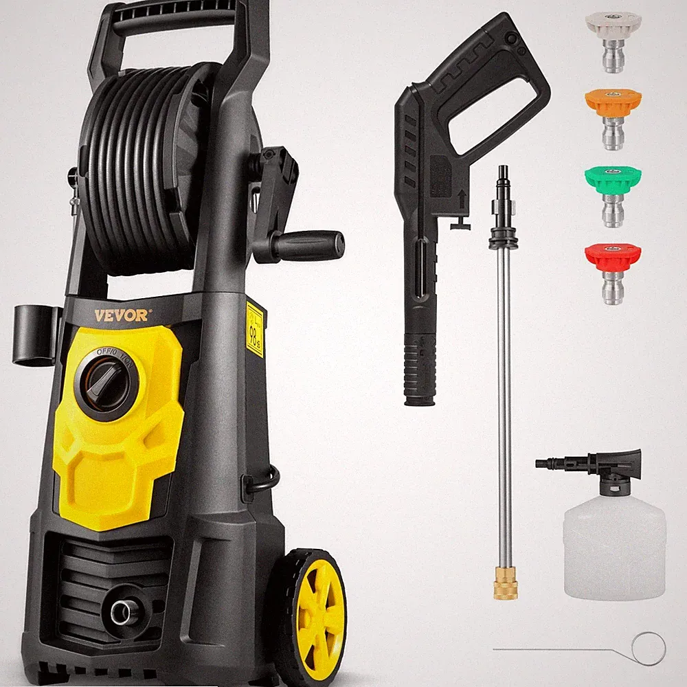 VEVOR Electric Pressure Washer, 2000 PSI, Max 1.65 GPM Power Washer with 30 ft H