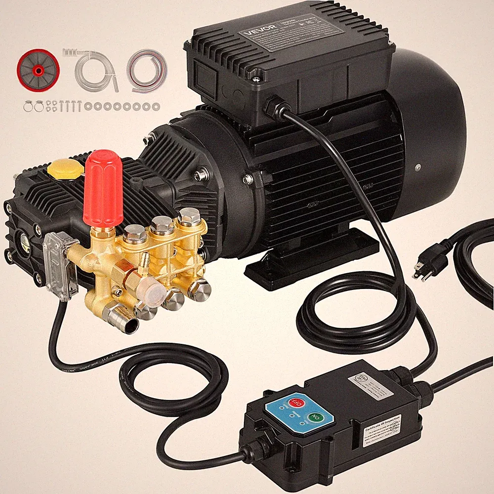VEVOR Electric Pressure Washer Pump Kit Triplex Power Washer Pump with 2HP Motor