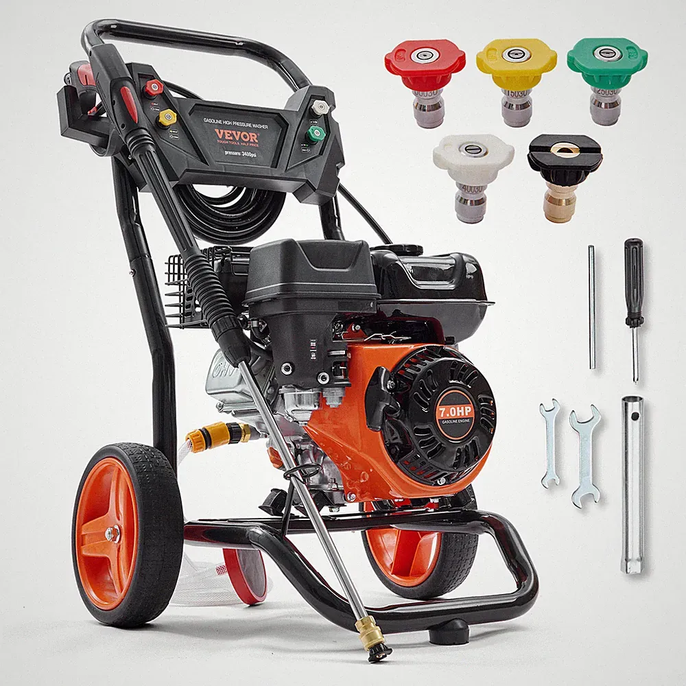 VEVOR Gas Pressure Washer Gas Powered Washer 3400 PSI 2.6 GPM 210cc 5 Nozzles