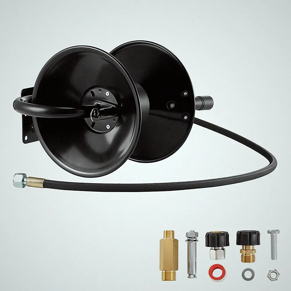 VEVOR Pressure Washer Hose Reel, 50 ft x 3/8 inch Heavy-Duty Steel