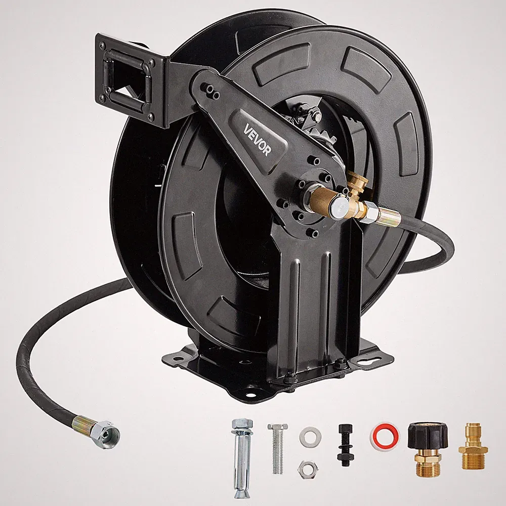 VEVOR Pressure Washer Hose Reel 50ft x 3/8in Retractable 4000PSI Auto-Rewinding