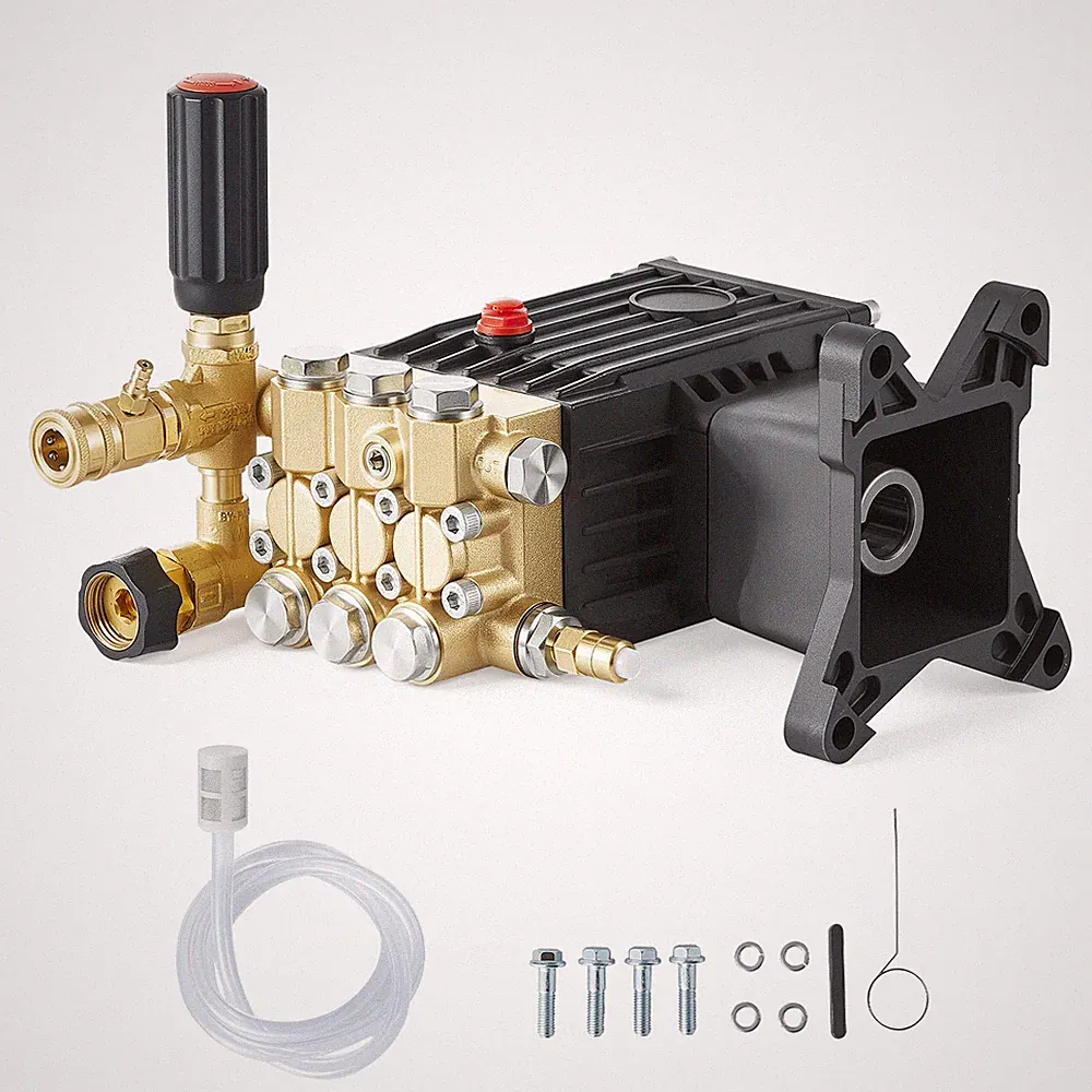 VEVOR Pressure Washer Pump 1 in Shaft Horizontal Triplex Plunger 3600PSI 3.7GPM