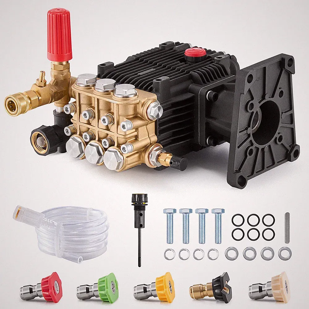 VEVOR Pressure Washer Pump 1" Shaft Horizontal Triplex Plunger 4300 PSI 4.4GPM