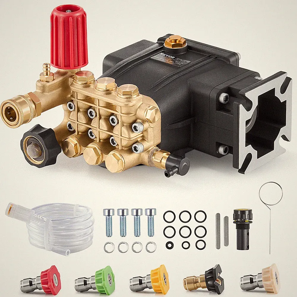 VEVOR Pressure Washer Pump 3/4" Shaft Horizontal Triplex Plunger 3300 PSI 2.5GPM