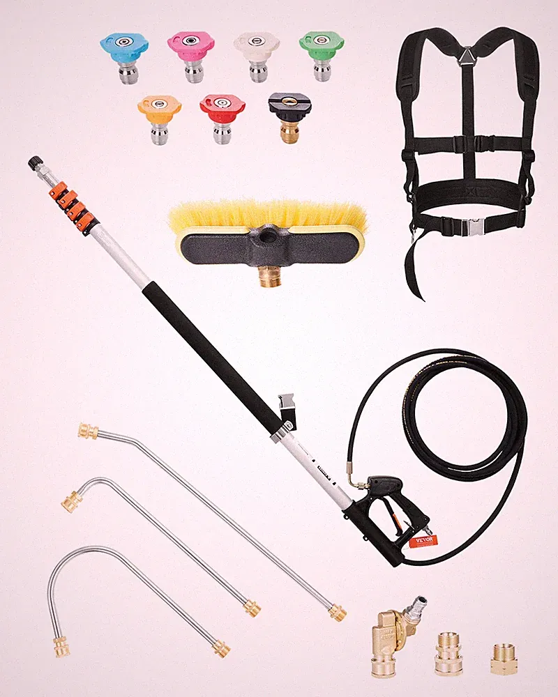 VEVOR Pressure Washer Telescoping Wand 21ft Brush Head Included Telescopic