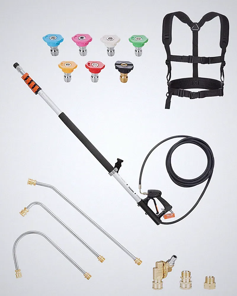 VEVOR Pressure Washer Telescoping Wand 24 ft 4000 psi Spray Gun with 7 Nozzles