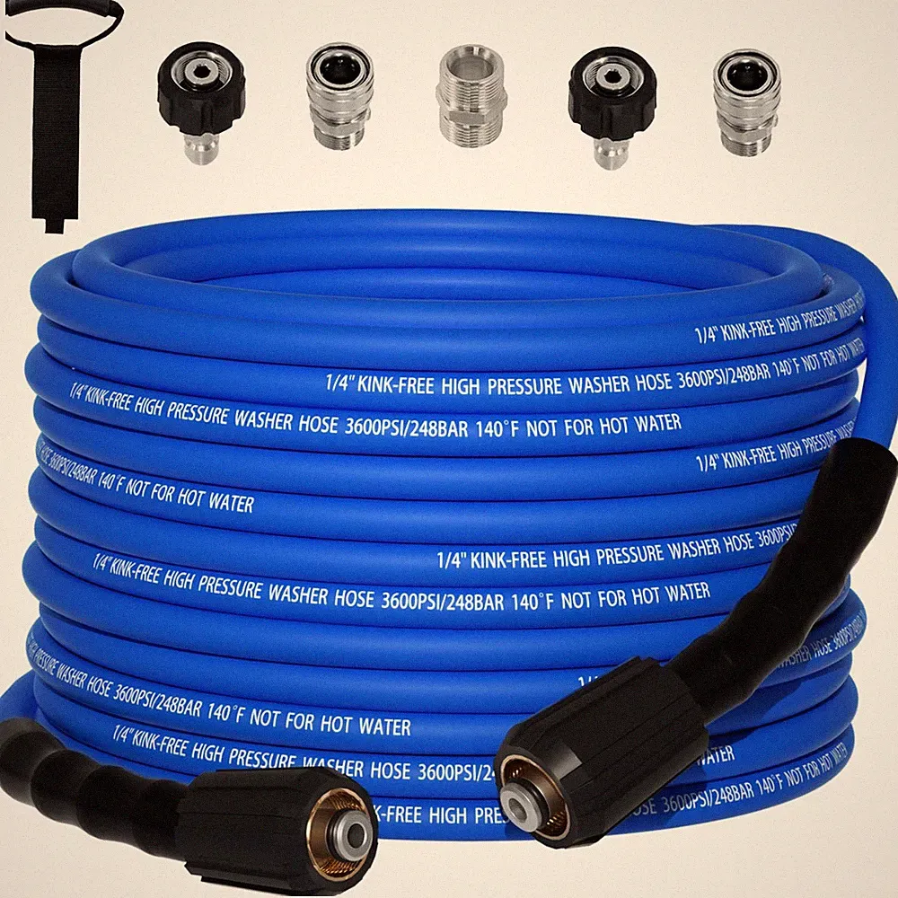 VIVIDWASH Kink Resistant 1/4" Pressure Washer Hose 50FT，3600PSI 50FT, Blue