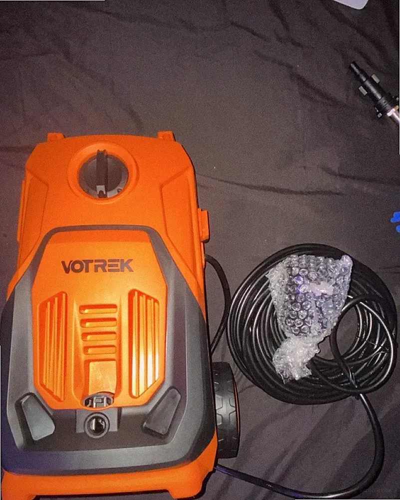 VOTREK Corded Electric Cold Water Pressure Washer w/ Hose, Storage, Orange/Gray