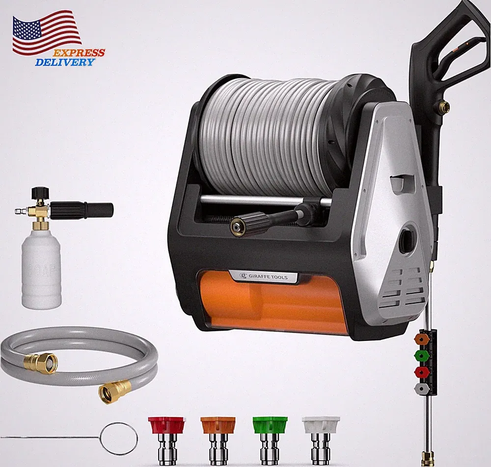Wall Mount Pressure Washer PRO with Max 3700PSI 1.6 GPM 1800W Brushless Motor