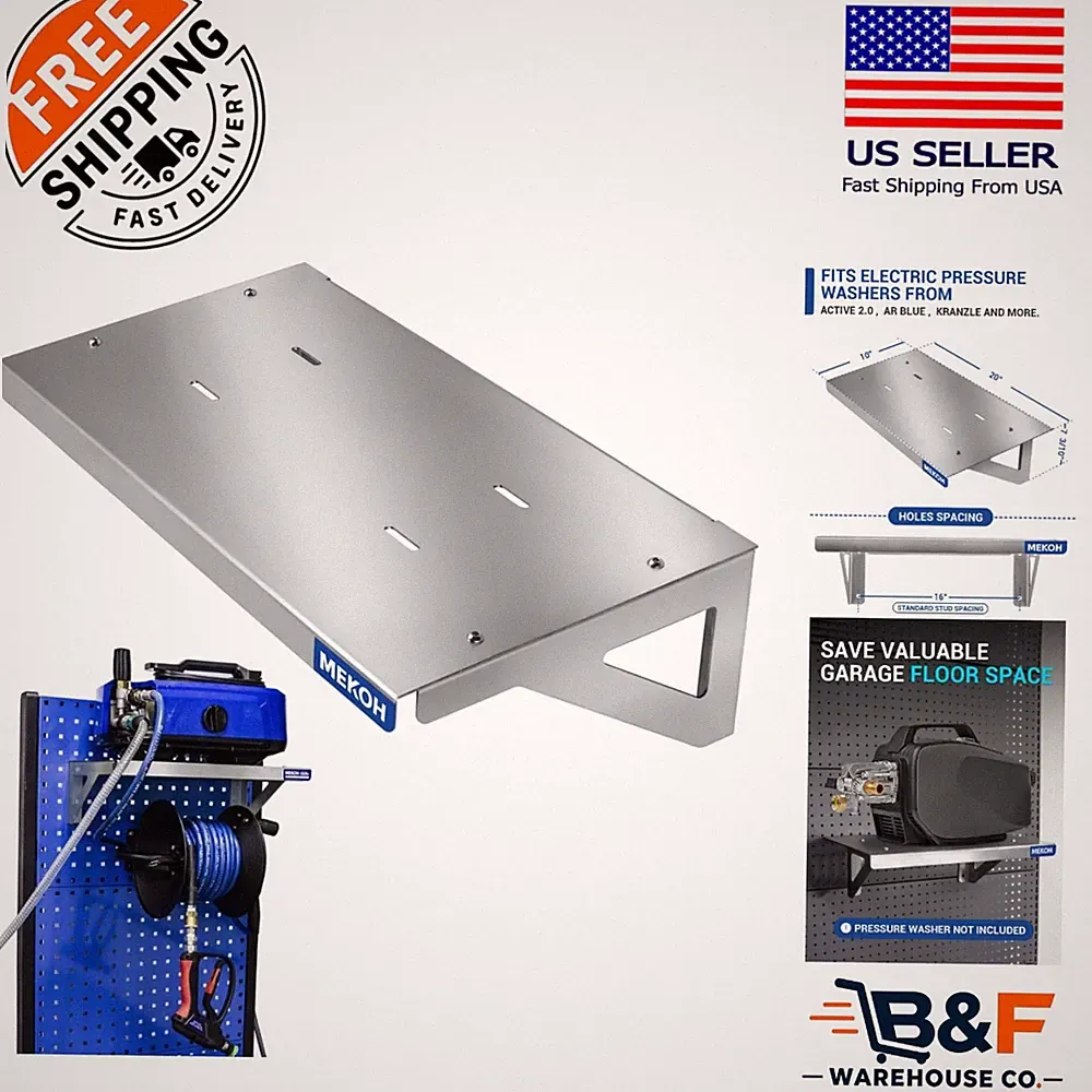 Wall Mount Pressure Washer Shelf - 100% Stainless Steel, Compact & Secure Design