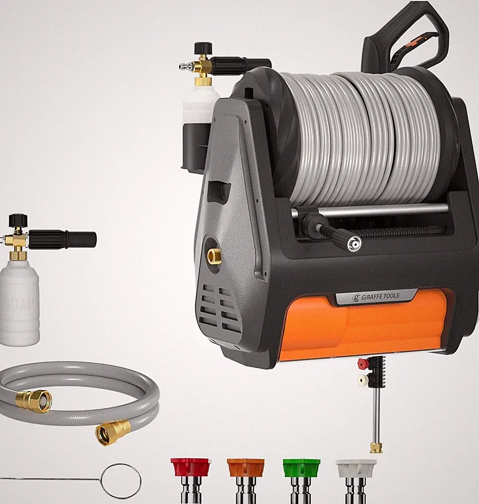 Wall Mount Retractable Electric Pressure Washer 2900 PSI 2.2 GPM Auto Rewind