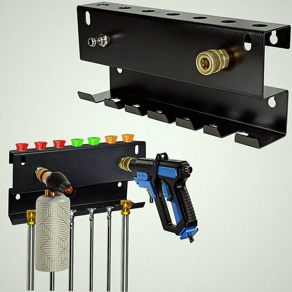Wall-Mounted Pressure Washer Gun Holder - Universal 1/4" Quick Connect Rack f...
