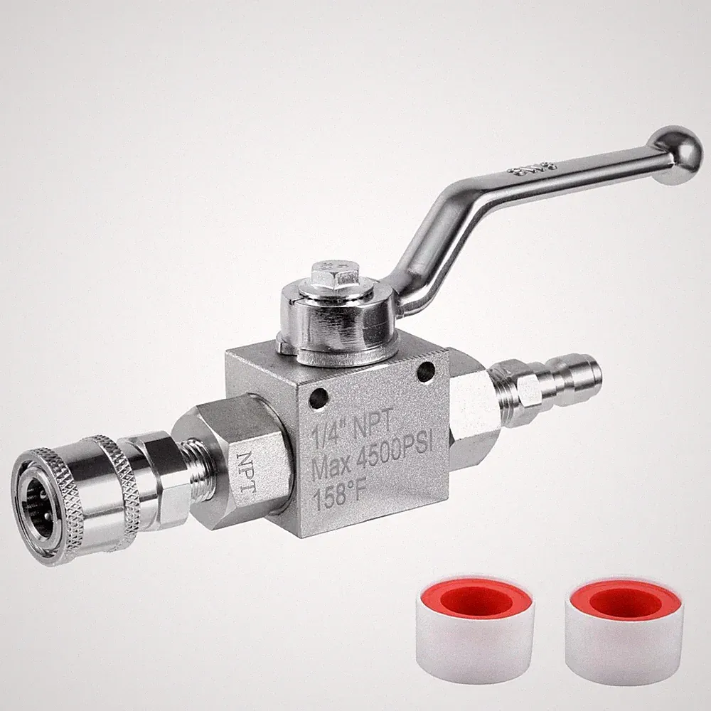 WASHER High Pressure Ball Valve Kit for Power Washer Hose, 1/4" inch, 4500 PSI