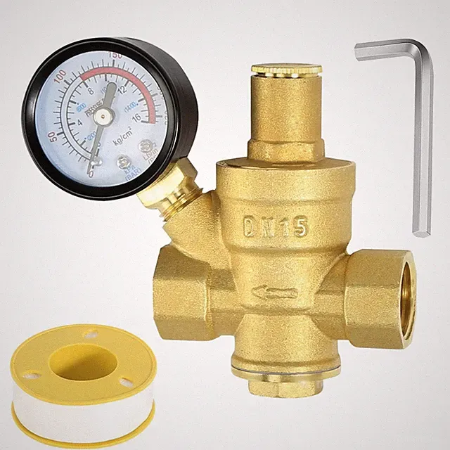 Water Pressure Regulator 1/2 inch with Gauge, Made of 100% inch, Inch