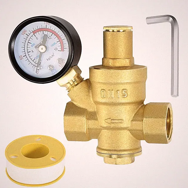 Water Pressure Regulator 1/2 inch with Gauge, Made of 100% inch, Inch