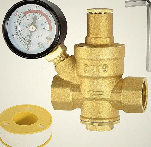 Water Pressure Regulator 1/2inch with Gauge,Adjustable Water Pressure Reducing..