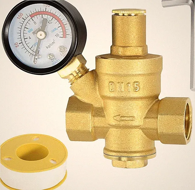 Water Pressure Regulator 1/2inch with Gauge,Adjustable Water Pressure Reducing..