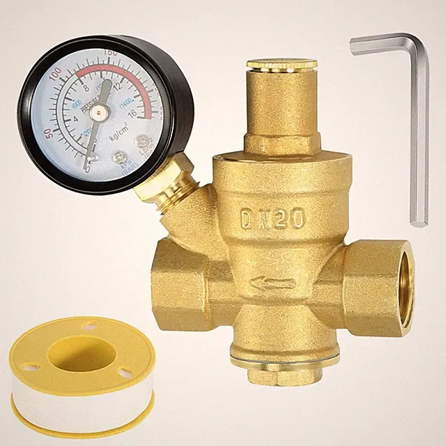 Water Pressure Regulator 3/4 inch with Gauge, Made of 294 cubic centimeters