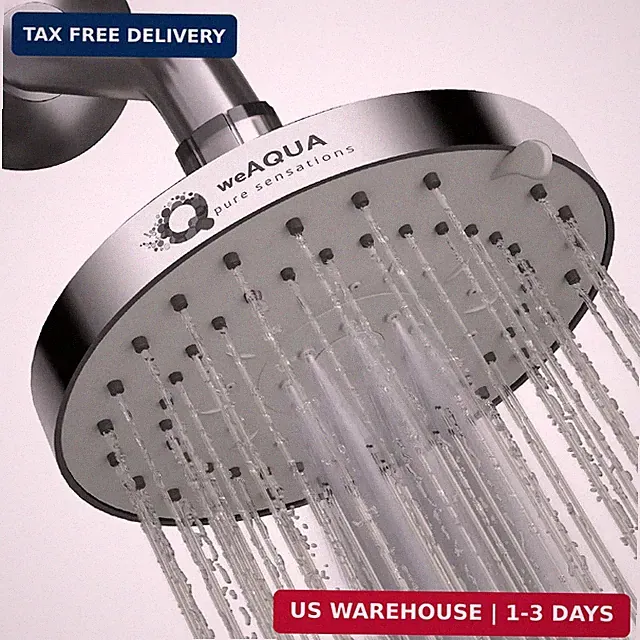 weAQUA Shower Head High Pressure - 4.5 Inch, 5 Spray Modes, 72 Anti-Clog Nozzles
