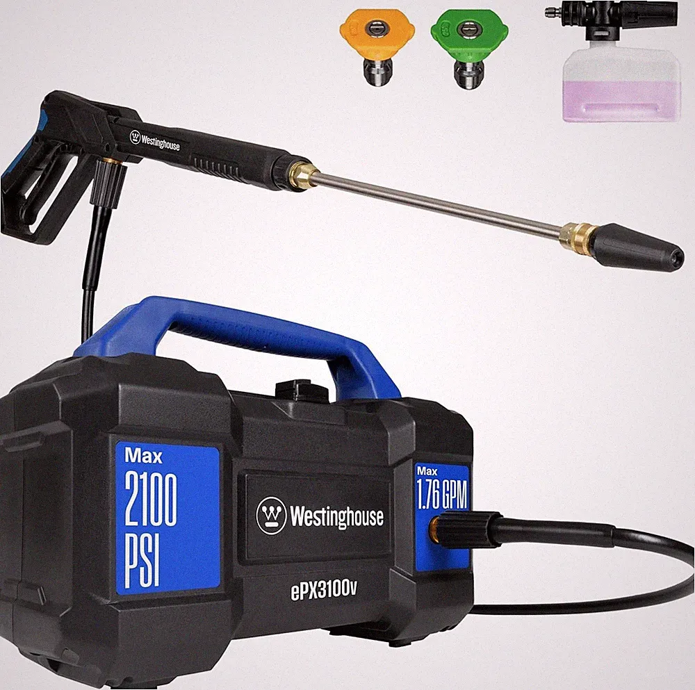Westinghouse ePX3100v Electric Pressure Washer 2100 PSI, Foam Cannon, 3 Nozzles