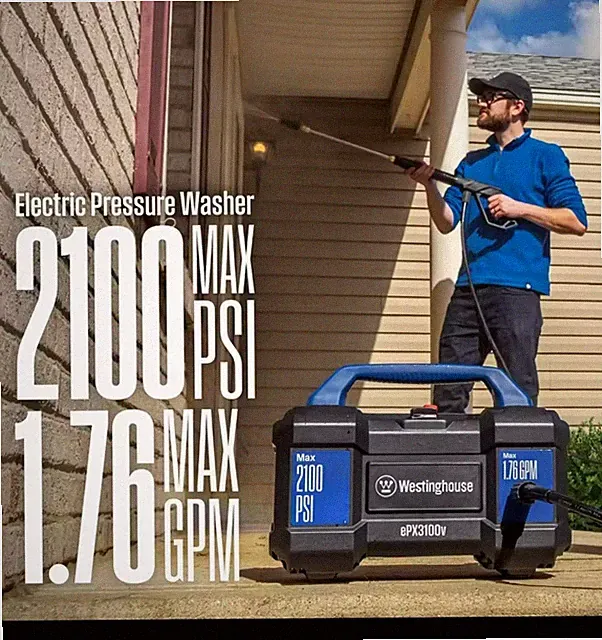 Westinghouse ePX3100v Electric Pressure Washer, 2100 PSI, Foam Cannon, 4-Nozzle