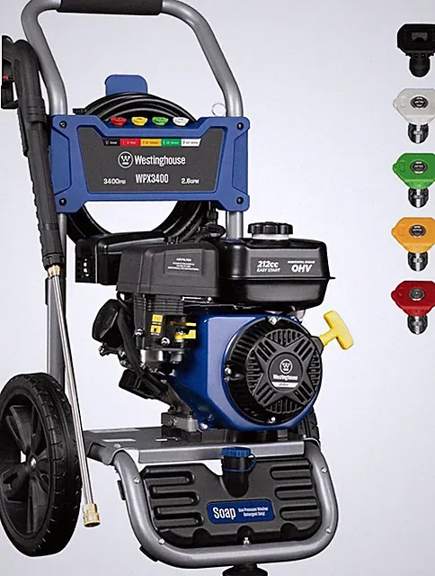 Westinghouse WPX3400 Gas Pressure Washer – 3400 PSI, 2.6 GPM, 5 Nozzles