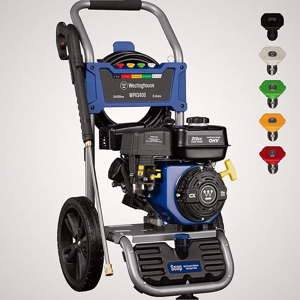 Westinghouse WPX3400 Gas Pressure Washer, 3400 PSI and 2.6 GPM, Onboard Soap Tan