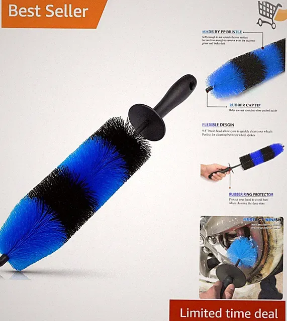 Wheel Tire Brush Long Soft Bristle Car Rim Cleaner Multipurpose Detailing Tool