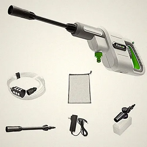 White - Fixnow Cordless Pressure Washer Portable Cleaner Adjustable Nozzle