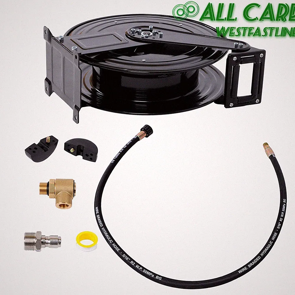 With Swivel Arm Auto-Retractable Pressure Washer Hose Reel 50FT x 3/8" 4000 PSI