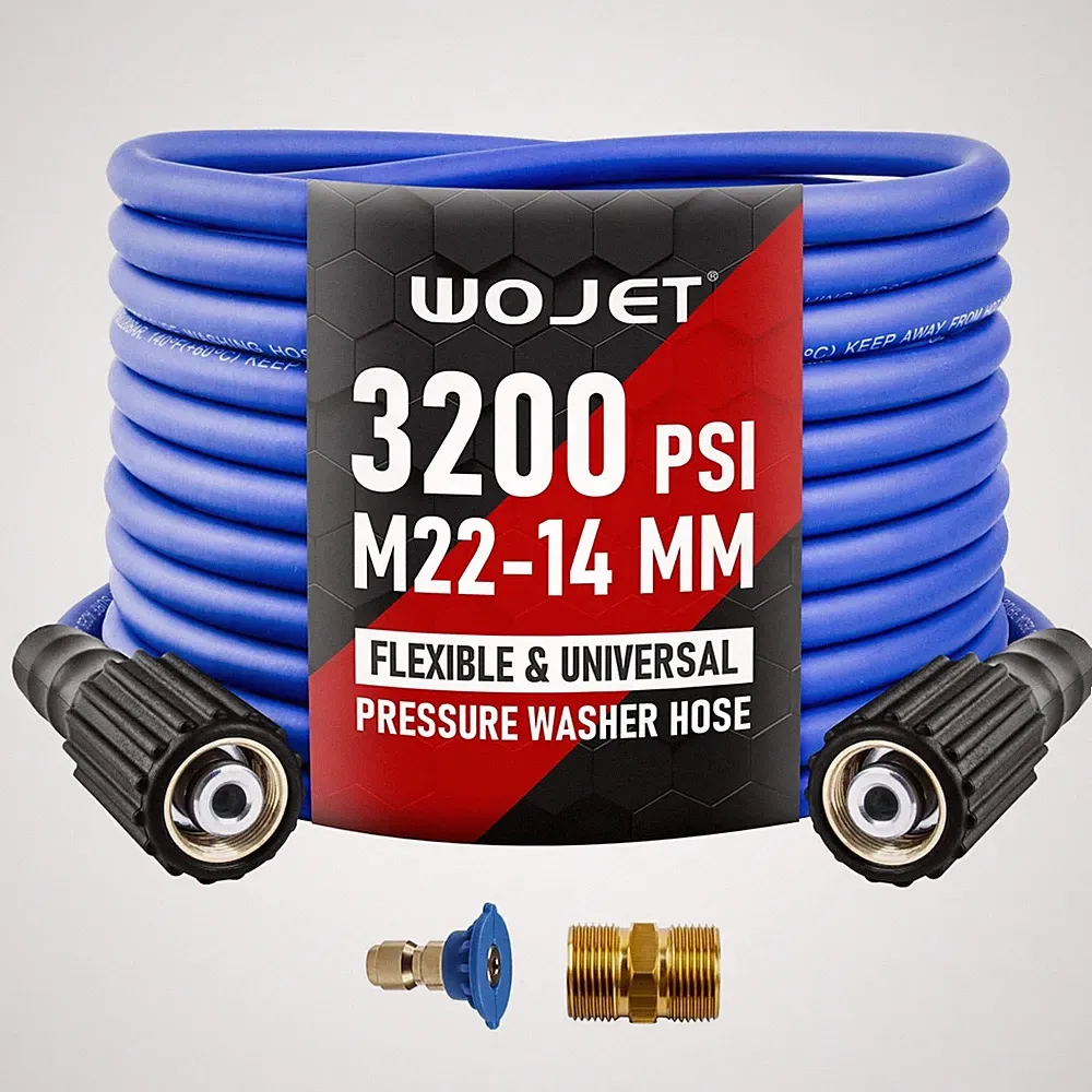 WOJET Pressure Washer Hose 25ftx1/4”, Ultra Flexible Replacement Hose for
