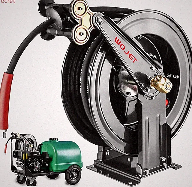WOJET Pressure Washer Hose Reel 50 ft x 3/8 in, Retractable Hose Reel