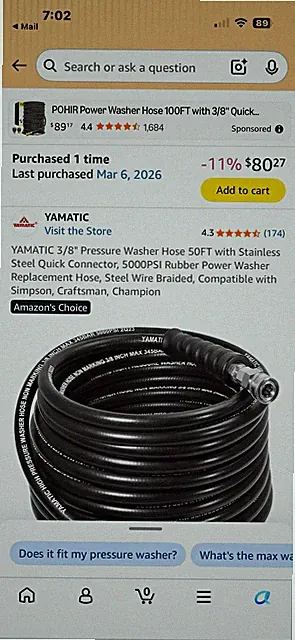 WOJET Steel Pressure Washer Hose Reel, Black